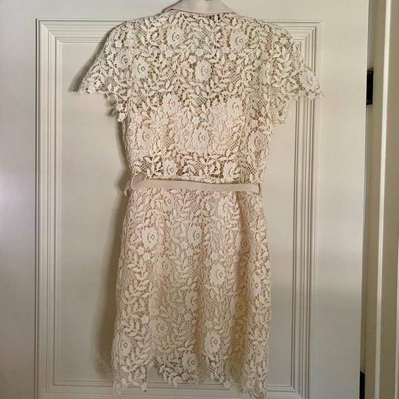 Self-Portrait Lace Belted Mini Dress in Cream (S/US 4) - Picture 7 of 16